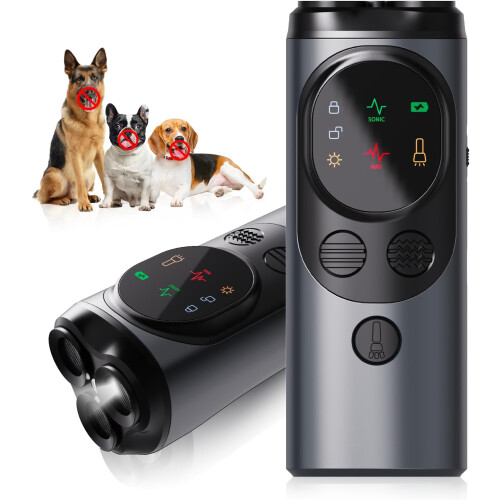Ultrasonic Dog Deterrent, Humane Barking Control Device, 50FT Range, Fast Charging, LED Light, Effective Training Tool