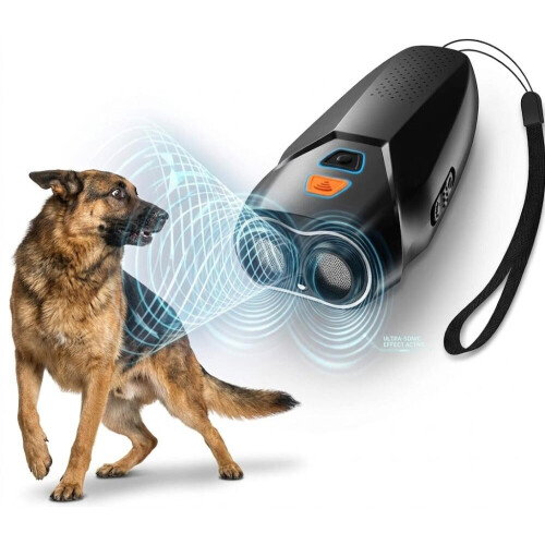 Humane Dog Training Device, Portable Ultrasonic Repeller, 2-Mode Bark Control, Flashlight & Vibration, Long Battery