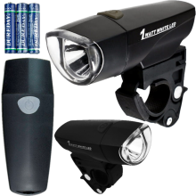 Faro delantero LED para bicicleta, potente, de 1W, luz brillante + pilas.