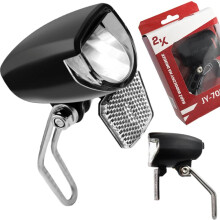 Faro delantero para bicicleta con dinamo, luz de mantenimiento de 25 lux y 60 lúmenes.