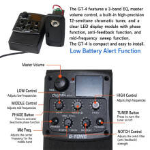 Cherub G-Tone -6 Akustikgitarren-Vorverstärker, Piezo-Tonabnehmer, 3-Band-EQ-Equalizer, LCD-Stimmgerät, Hall, Delay, Chorus, Wide Effects,
