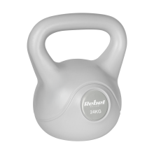Kettlebell cinza de 24 kg, peso para exercícios abdominais.