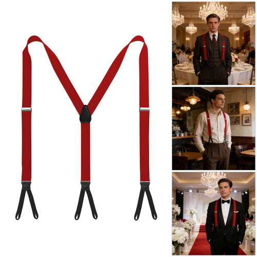 Comfortable Adjustable Length Suspenders Unique Y Shape-Pink 2