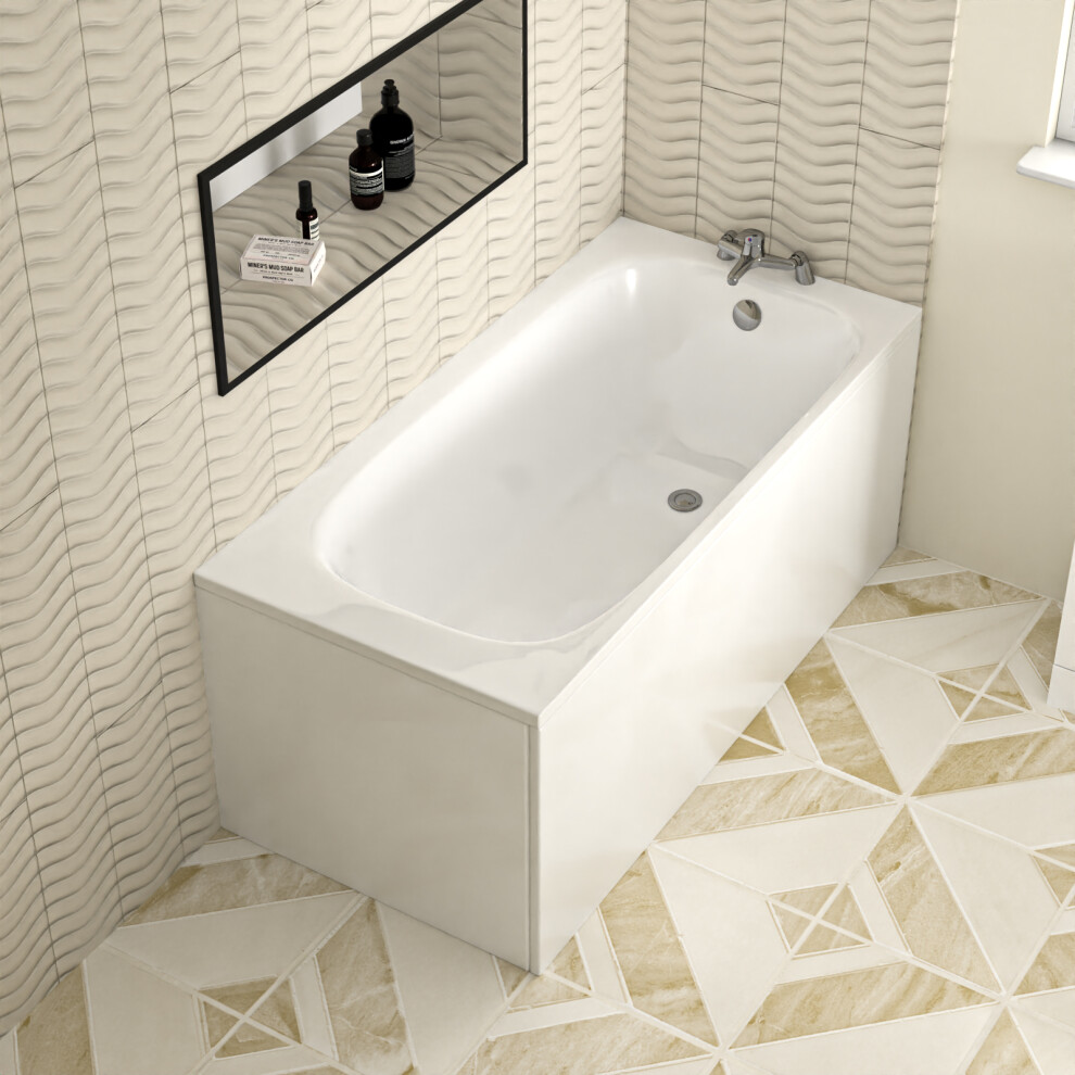 Photos - Bathtub White Kaif 1500mm x 700mm Round Single Ended Bath and legs