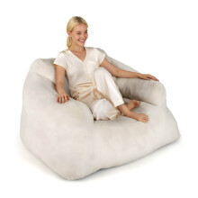 Pouf poire avec revêtement en velours, base antidérapante, 124 x 110 x 68 cm, beige