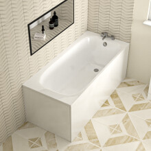 Nes Home 1600mm x 700mm Standard Round Single Ended Bath With Legs White