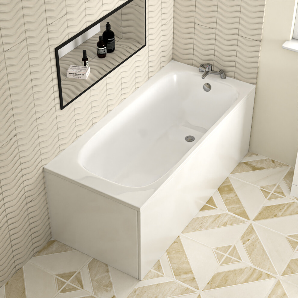 Nes Home 1600Mm X 700Mm Standard Round Single Ended Bath With Legs White