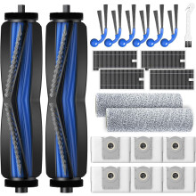 21-delige accessoire set compatibel met robotstofzuiger, 2 hoofdborstels, 6 stofzakken, 2 dweilpads, 4 filters.