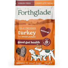 Forthglade Dry Dog Food, Cold Pressed (2kg), Hypoallergenic and Grain Free Meals with Turkey & Vegetables, Natural Puppy and Small Dog Food