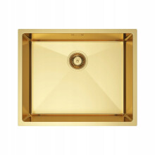 NAYES Einzelbecken-Spüle 54x44, goldfarbener PVD-beschichteter Stahl
