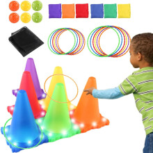 Beleuchtetes Wurfspiel-Set für Kinder ab 3 Jahren, Ball-, Ring- und Säckchenspiel, Gartenspielzeug-Set