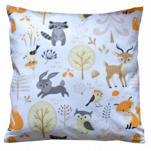 Federa per cuscino per bambini in cotone, fantasia animali del bosco, stile scandinavo, 40x40 cm