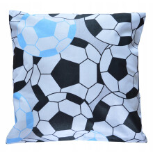 Federa in cotone blu con motivo calcistico, 40x40