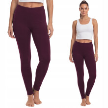 Leggings largos de algodón, marca polaca, color berenjena, talla XL