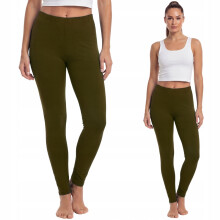 Leggings longs en coton, de marque polonaise, couleur kaki, taille XL