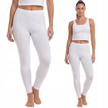 Leggings en coton, leggings longs, fabricant polonais, couleur blanche, taille XXL