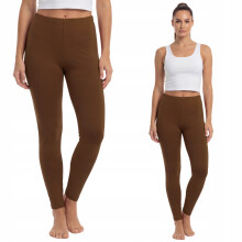 Leggings largos de algodón, marca polaca, color marrón, talla L