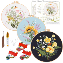 Kit de bordado de 3 piezas Flores Amarillas [D-ZH5]