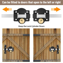 Both Side 50mm Long Throw Gate Lock,Heavy Duty Stainless Steel Gate Lock Door with 5 Keys for Wooden Garden Gates, Sheds Doors