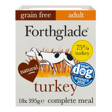 Forthglade Wet Dog Food (18 x 395g Trays) - Grain Free & Hypoallergenic Dog Food, Adult 1 Year+, Turkey with Vegetables