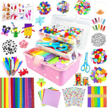 Kit de manualidades para niños con 3000 piezas, estuche para manualidades DIY con limpiapipas, ojos móviles, materiales para scrapbooking, k