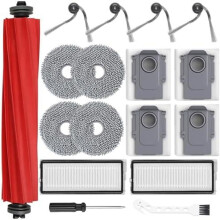 Juego de accesorios de 17 piezas para aspiradora robot: 1 cepillo principal, 4 bolsas para polvo, 2 filtros, 4 almohadillas de fregado, 4 ce