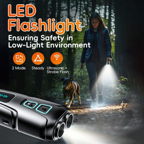 Handheld Ultrasonic Dog Repeller, Safe Barking Control Solution, 2-Mode Training Device with LED Light, USB Rechargeable 2