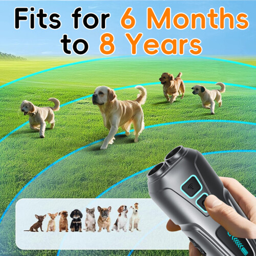 Handheld Ultrasonic Dog Repeller, Safe Barking Control Solution, 2-Mode Training Device with LED Light, USB Rechargeable 1