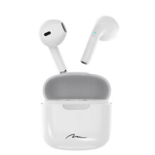 R-PHONES TWS In-Ear hovedtelefoner – Mini Bluetooth 5.3 med TWS-teknologi, oplader/eksternt batteri medfølger, hvid farve.