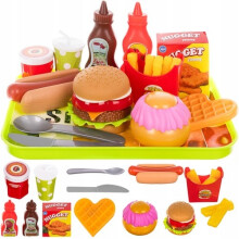 SET DI GIOCATTOLI Fast Food 21 pezzi HAMBURGER PATATINE FRITTE HOT-DOG