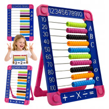 BLÅ skoleabakus til at lære at tælle, TRADITIONEL, stor, 23 cm, med stilk