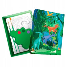 Caja de dulces de dinosaurio en acuarela