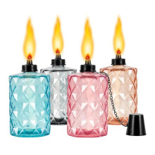 Tischfackeln Aus Glas, 4er-Pack Citronella-Fackeln für Den Außenbereich, 355 Ml Flamme, Nachfüllbar, Docht und Kappe Inklusive