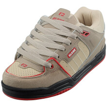 (7.5) Globe Fusion Mens Trainers in Khaki Red