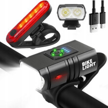POTENTE LUCE A LED PER BICICLETTA ACU USB ANTERIORE + POSTERIORE