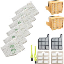 Vacuum Cleaner Bag Set for VK135 VK136 with Replacement Filter, 6 Bags, 2 Motor Filters, 2 HEPA Filters, 12 Fragrances,
