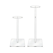 Suporte para Chapéus em Acrílico Transparente, Expositor Decorativo para Chapéus com Pedestal e Base, Formato Quadrado.