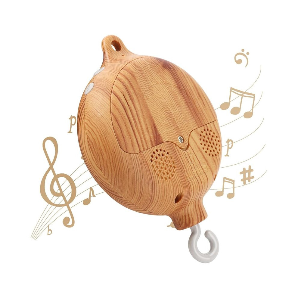 Baby Mobile Rotary Music Box Imitation Wood with Rotating Hook Crib Mobile Motor,35 Song Electric Wood Grain Music Box