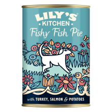 Lily's Kitchen Natural Adult Dog Food Wet Tins Fishy Fish, Pie Complete Meal Recipes, 6 Tins x 400g