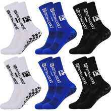 Football Socks, 6 Pack Non Slip Grip Socks, Unisex Yoga Socks, Size 40-46, Black White Blue