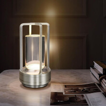 Wireless Dimmable Touch Table Lamp, Rechargeable Crystal Lantern Light with USB-C Charging, Cordless Battery Powered Des
