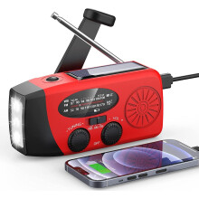 Solar Radio with LED Flashlight, AM/FM Weather Emergency Radio, 2000mAh Battery, Hand Crank Dynamo, Power Bank for Smart