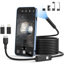 HD Endoscope Camera with Light, 8 LED Inspection Camera for Phone, No WiFi Required, Waterproof IP67, 5m Cable
