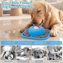 Slow Feeder Dog Bowls & Lick Mat for Liquid and Thick Treat, Anti-Slip Dog Lick Bowl with Interactive Rolling