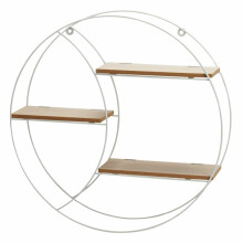 MDF fém fali polc, fehér, kerek, 44 cm