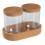 Set di 3 organizer per cosmetici con base in bambù 1
