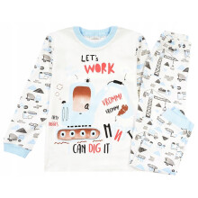 Set pigiama da bambino in cotone con stampa escavatore blu, taglia 5 J20M