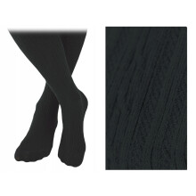Medias de jacquard de algodón, tejido grueso, negras, 80/86 cm V022E
