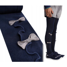 Medias de algodón más gruesas con lazos 3D YO! azul marino 104/110 Ł021E
