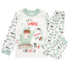 Set pigiama da bambino in cotone con escavatore e dettagli verdi 6 J20H